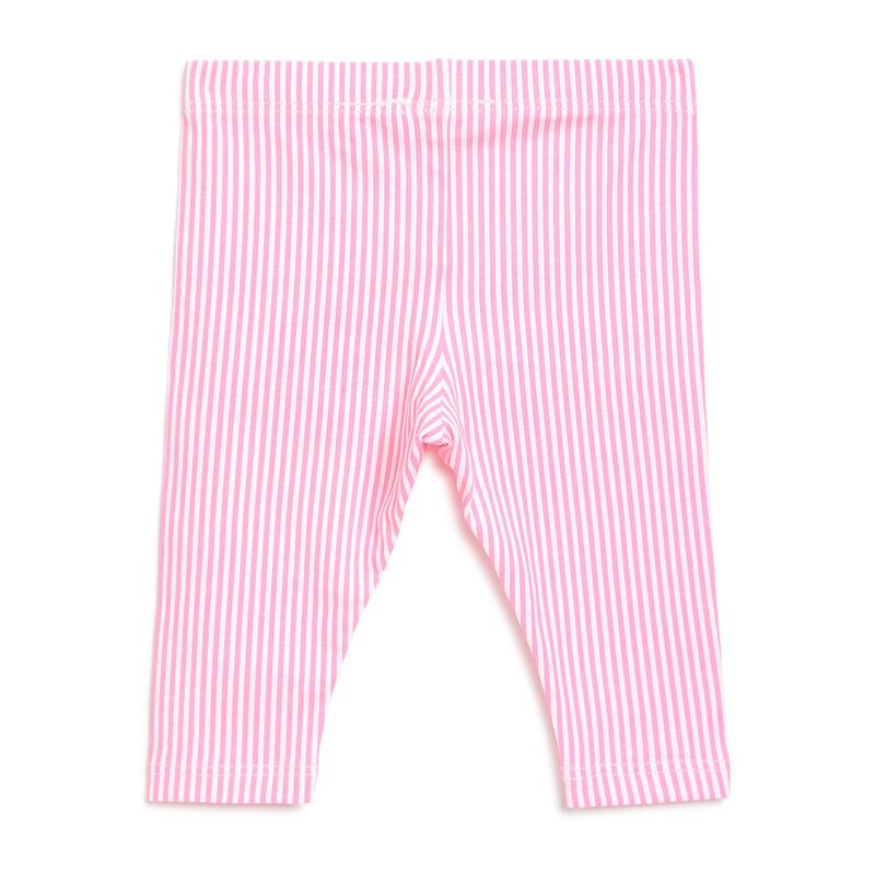 Girls White & Pink Striped Leggings image number null